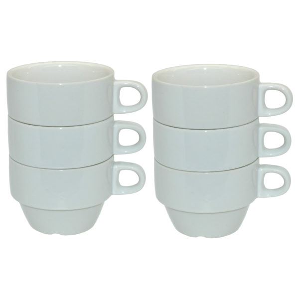 6er-Pack Porzellan Tassen weiß zum Bemalen, 210ml, H 8,5 x Ø 6cm | Bejol Bastelshop