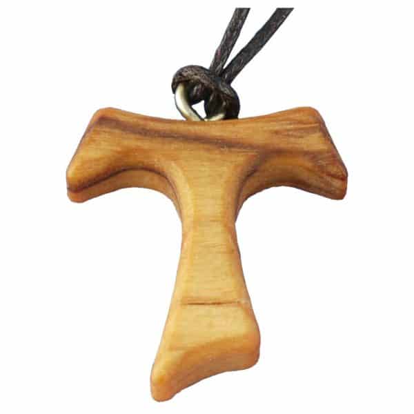 Umhängekreuz Olivenholz Tau-Kreuz Anhänger Franziskuskreuz 2,8cm