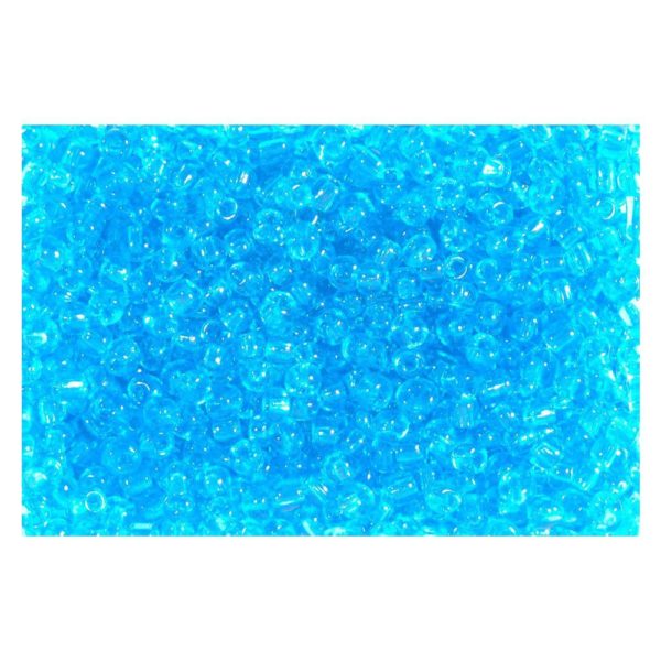 Rocailles Perlen transparent 2,5mm (9/0), blau aquamarin - 30g (ca. 1.200 Stück) | Bejol Bastelshop