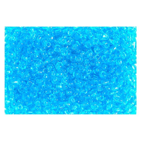 Rocailles Perlen transparent 2,5mm (9/0), blau aquamarin - 1kg (ca. 40.000 Stk) | Bejol Bastelshop