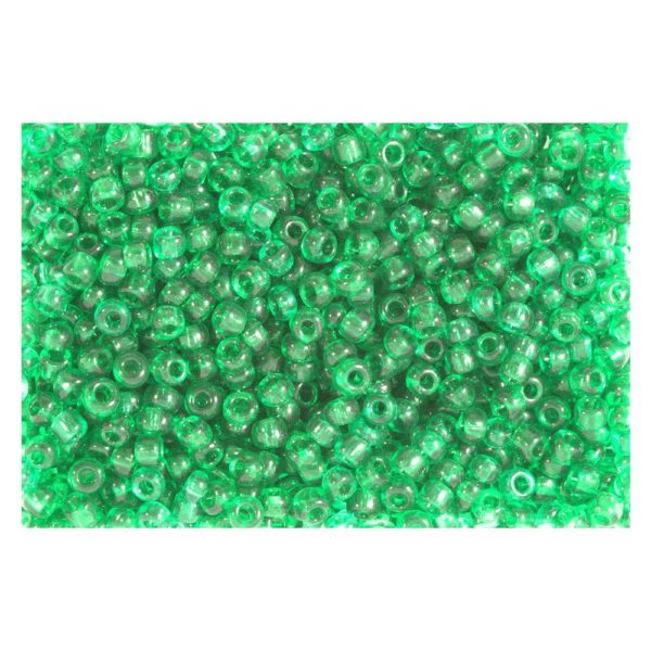 Rocailles Perlen transparent 2,5mm (9/0), grün - 30g (ca. 1.200 Stück) | Bejol Bastelshop