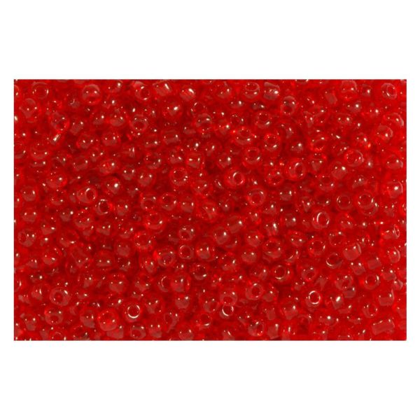 Rocailles Perlen transparent 2,5mm (9/0), rot - 30g (ca. 1.200 Stück) | Bejol Bastelshop