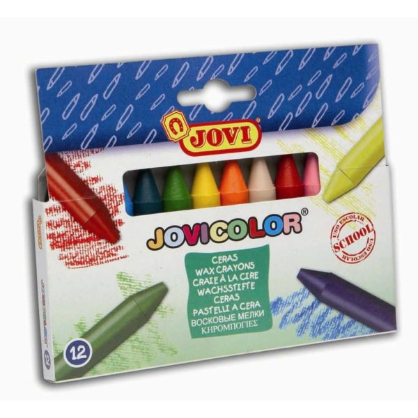 Jovi Wachsmalstifte dick Ø 12mm - 12er Etui - Wachsmaler Set mit 12 Farben
