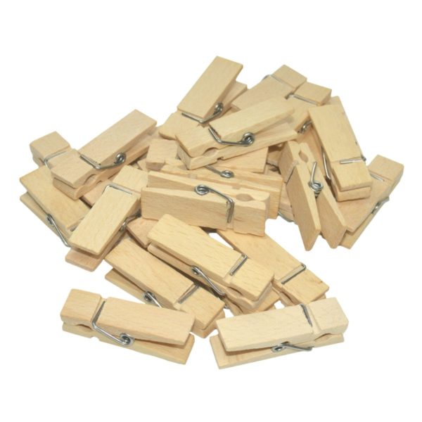 100 Mini Wäscheklammern Miniklammern Holz natur 45mm, 12mm breit | Bejol Bastelshop