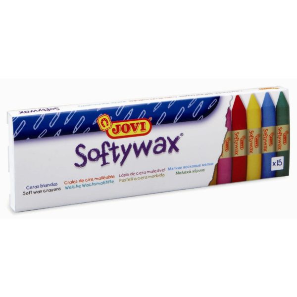 Weiche Wachsmalstifte dick Ø 15mm, 15er Set - JOVI Softywax