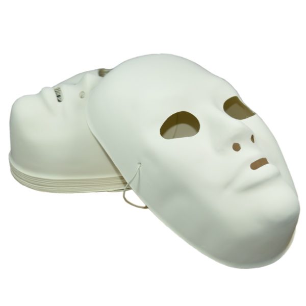 Maske Erwachsene - 12 Fastnachtsmasken Kunststoff weiß zum Bemalen, H 23cm | Bejol Bastelshop