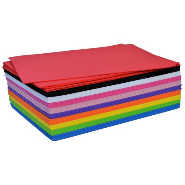 Bejol Moosgummi Platten A4, 2mm - Set mit 50 Stück, 10 Farben à 5 Stück 22x30cm | Bejol Bastelshop