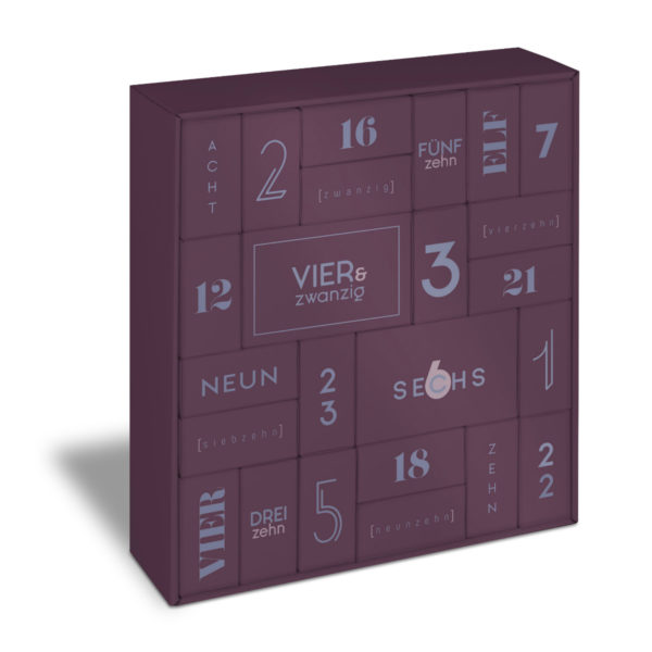 Adventskalender für Erwachsene zum Befüllen, Puzzlebox Purple 30x8,8x34cm