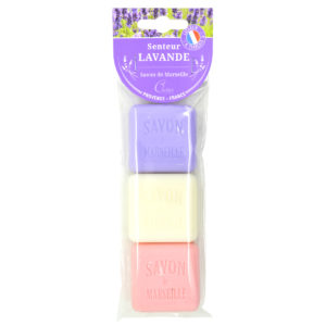 Französiche Seife 3er-Set Savon de Marseille - Lavendelseife Mandelseife Rosenseife, Provence
