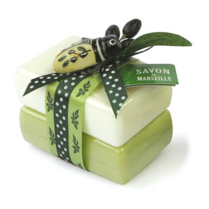 Seifen-Set Savon de Marseille - Olivenseife & Mandelseife, Provence, 2er Pack (2x100g), ideal zum Verschenken
