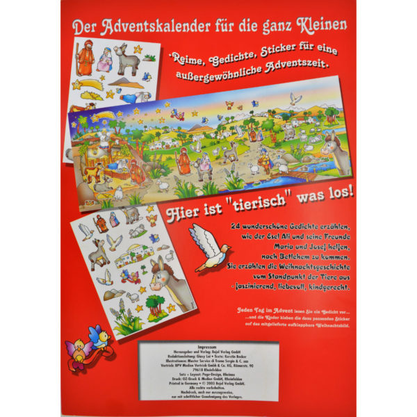 Sticker-Adventskalender - Weihnachtsgeschichte in 24 süßen Reimen zum Vorlesen + 50 Sticker | Bejol Bastelshop