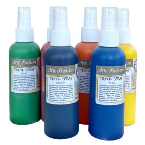 Arte Factum Textilfarbe Spray zum Sprühen, 6 Farben à 100ml