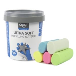 Havo Creall Ultra Soft Knete für U3 Kinder, Eimer mit 5 Farben, 300g