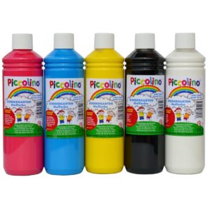 Kinderfarbe Piccolino-Kindergarten Malfarben Primärfarben Set 5x500ml